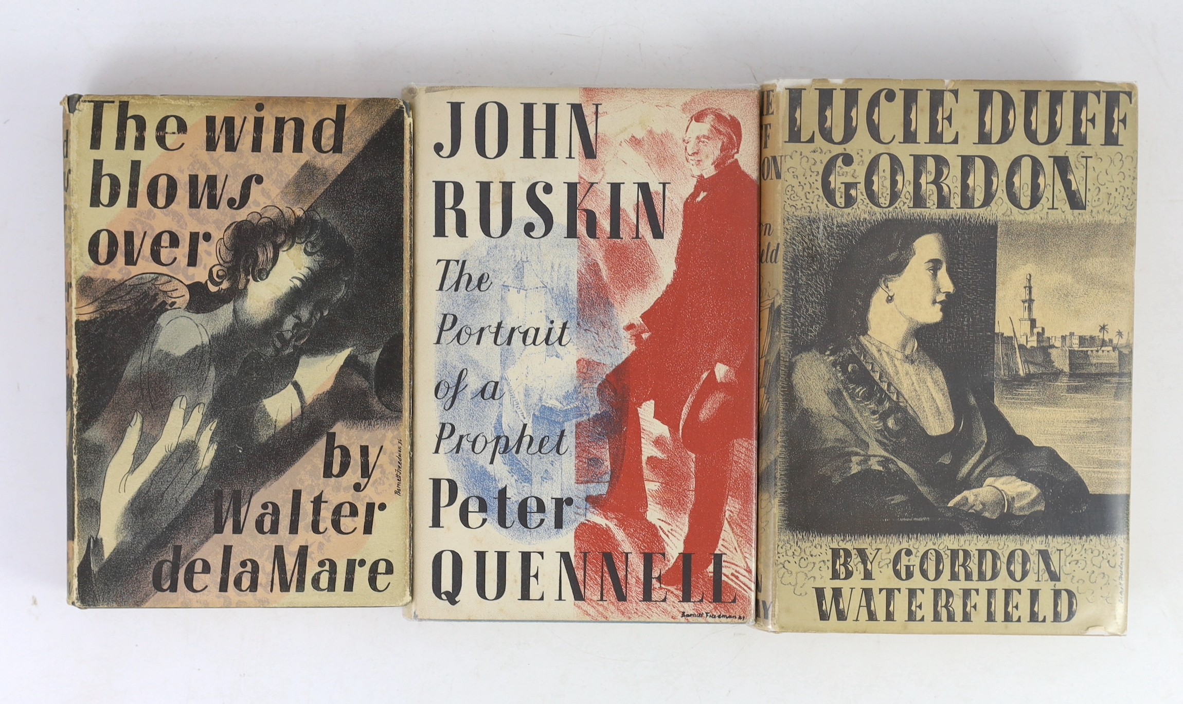 Barnett Freedman - 6 works with unclipped dust jackets, designed by Barnett Freedman - Waterfield, Gordon - Lucie Duff Gordon, 1937; Quenell, Peter - John Ruskin: The Portrait of a Prophet, 1949; Mare, Walter de la - The